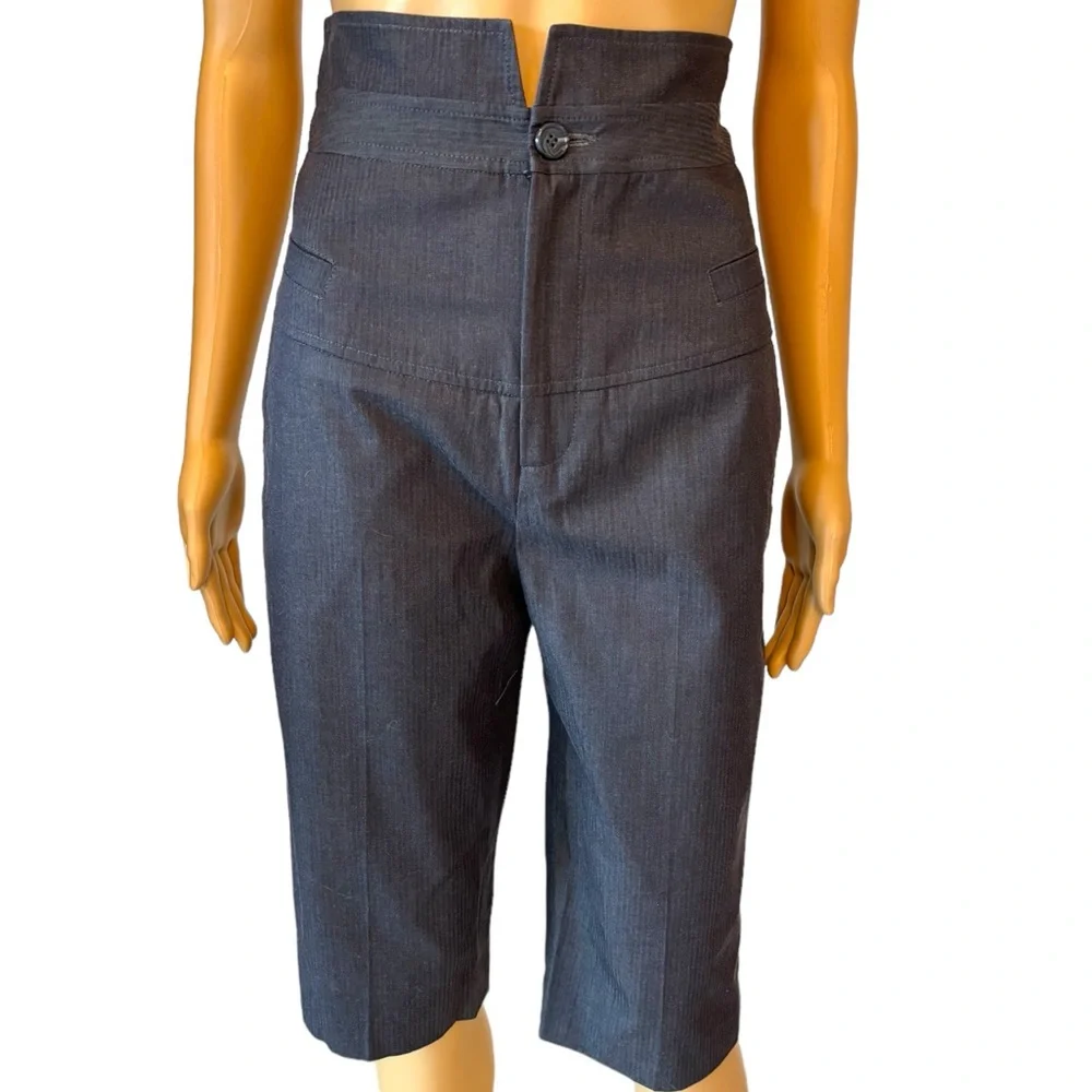 Alvin Valley Grey Pinstripe Ultra High Rise Capri Pants - Picture 2 of 10